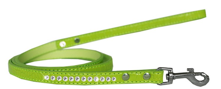 Clear Jewel Croc Leash Lime Green 1/2'' wide x 6' long